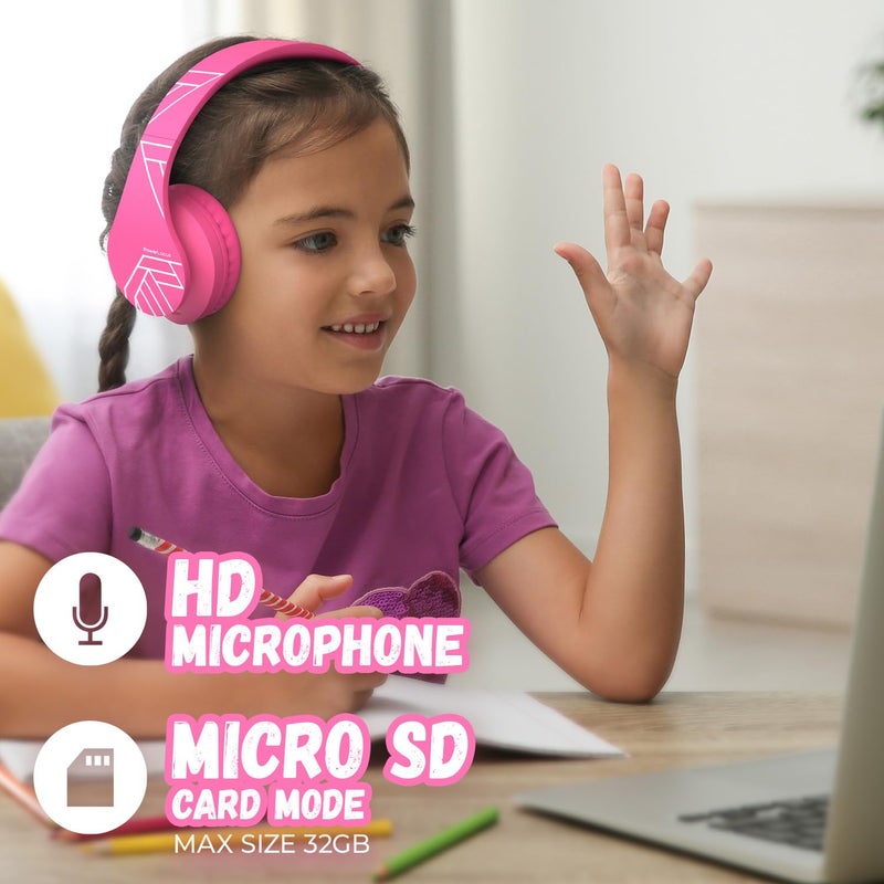 PowerLocus Kids Headphones Over-Ear, Bluetooth Wireless Headphones for Kids,with Microphone, Safe 85DB Volume Limited, Foldable with Carry Case, Audio Cable, Micro SD mode for Online Classes,PC,Phones - Image 3